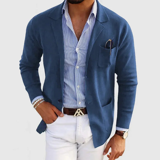 Eleganter Herrenblazer mit Taschen, lässigem Button-Down-Kragen und Revers  – Nico