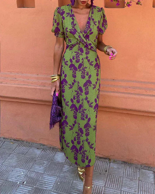 Evalena - Elegantes Maxikleid mit Puffärmeln für Damen