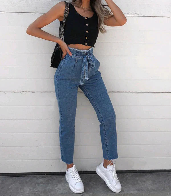 Orielle – Paperbag-Jeanshose mit hohem Bund