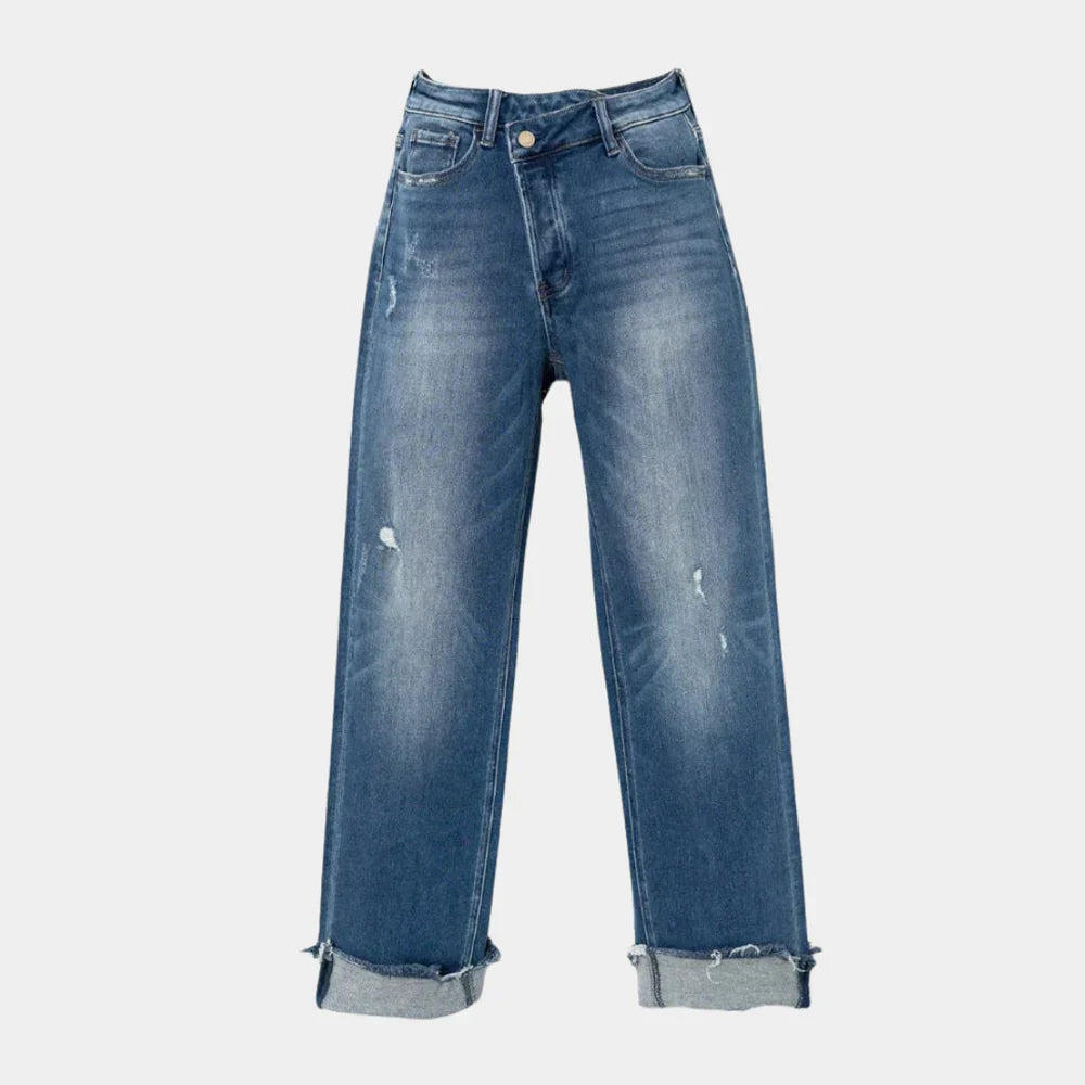 Ginny – High-Rise-Jeans mit Umschlag und geradem Bein