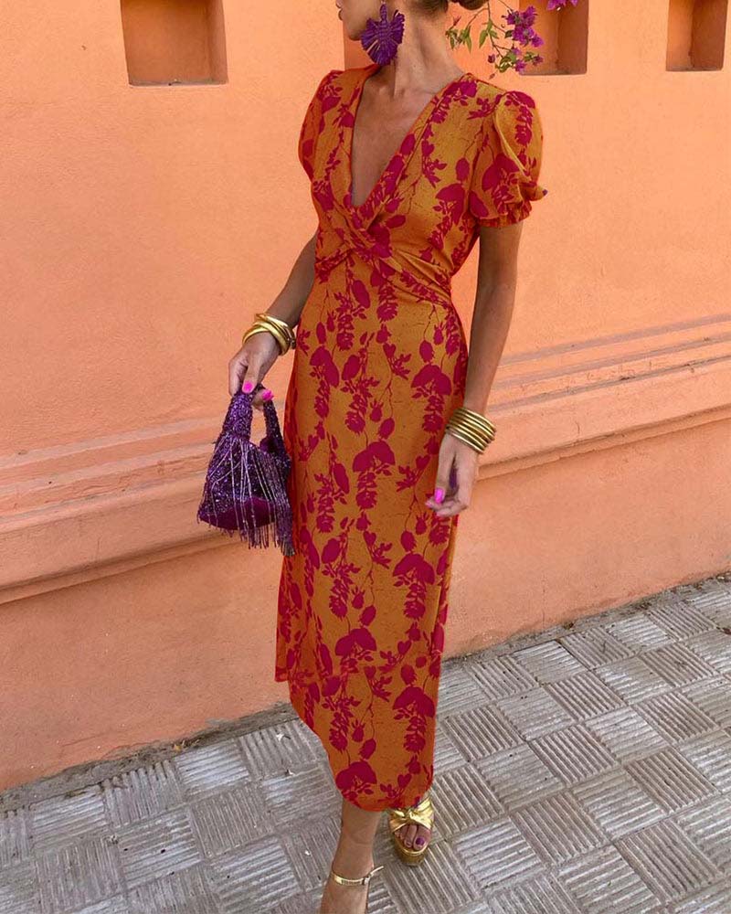 Evalena - Elegantes Maxikleid mit Puffärmeln für Damen