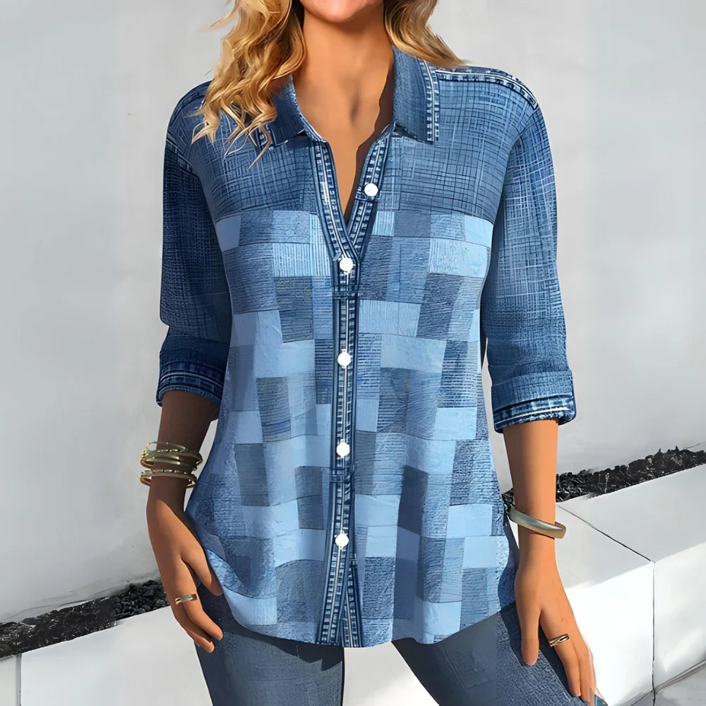 Lunathea – Stilvolles Patchwork-Hemd mit Struktur