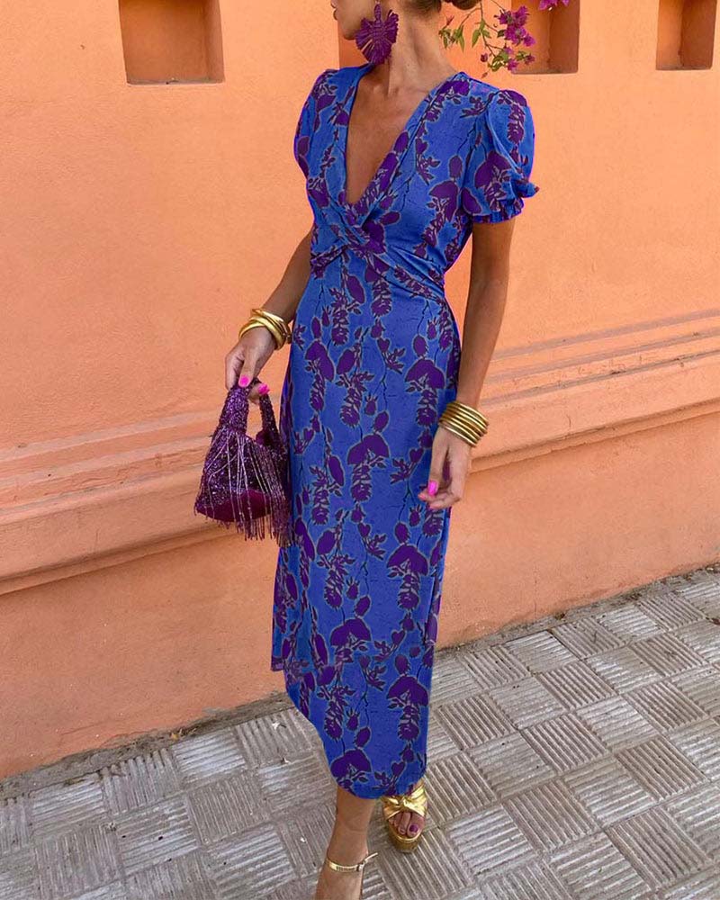Evalena - Elegantes Maxikleid mit Puffärmeln für Damen