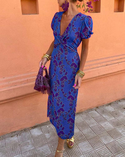 Evalena - Elegantes Maxikleid mit Puffärmeln für Damen