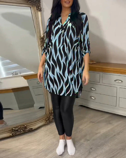 Mykaelae – Stylische Bluse mit abstraktem Print für Damen