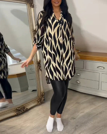 Mykaelae – Stylische Bluse mit abstraktem Print für Damen