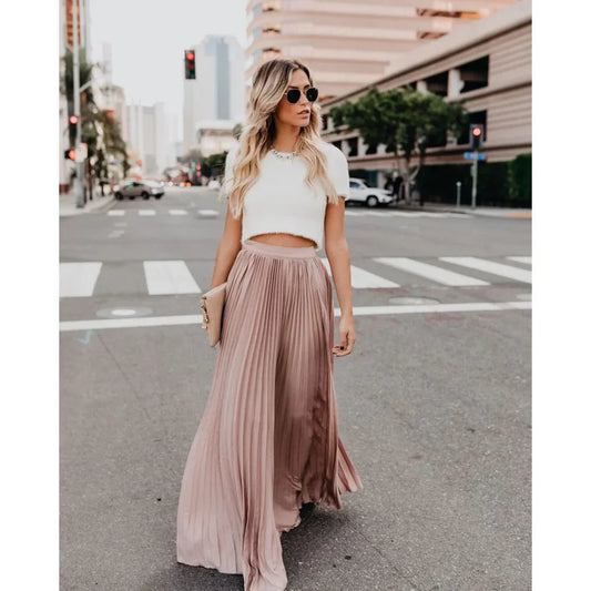 Elunara – Hoch taillierter Maxirock aus Chiffon mit Falten