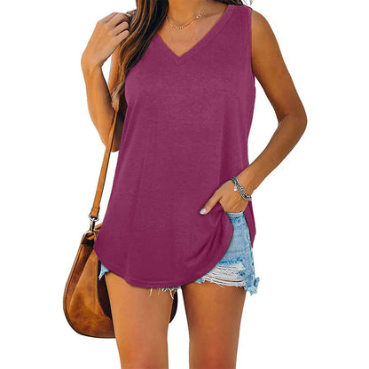 Fayelune – Schickes ärmelloses Tanktop mit V-Ausschnitt