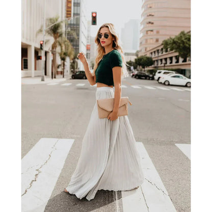 Elunara – Hoch taillierter Maxirock aus Chiffon mit Falten