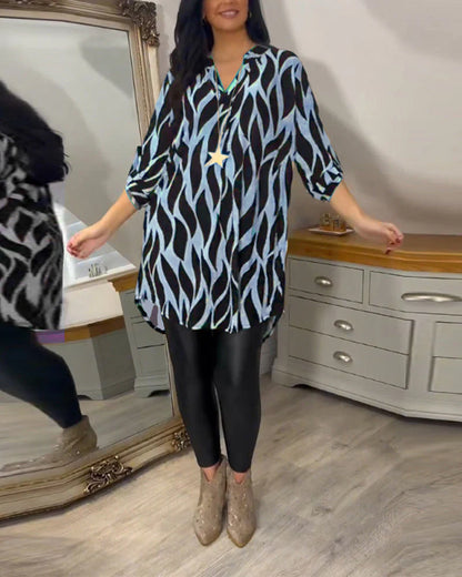 Mykaelae – Stylische Bluse mit abstraktem Print für Damen