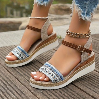 Nolienne – Stilvolle geflochtene Espadrille-Keilsandalen