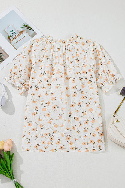 Yshel – Bluse mit Blumenmuster und Puffärmeln