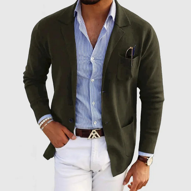 Eleganter Herrenblazer mit Taschen, lässigem Button-Down-Kragen und Revers  – Nico