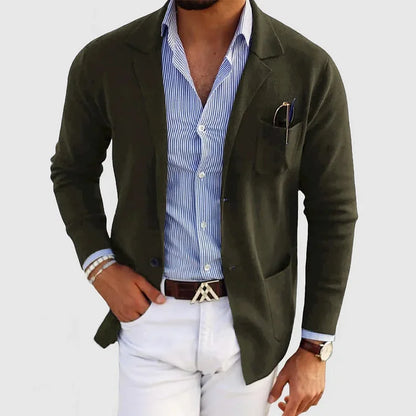 Eleganter Herrenblazer mit Taschen, lässigem Button-Down-Kragen und Revers  – Nico