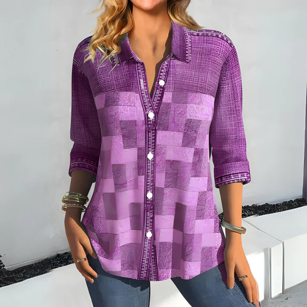 Lunathea – Stilvolles Patchwork-Hemd mit Struktur
