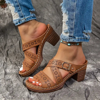 Nalira – Stilvolle Leder-Komfortsandalen mit Cut-Outs