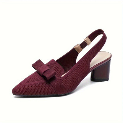 Caelina – Slingback-Blockabsätze mit spitzer Spitze und Schleife