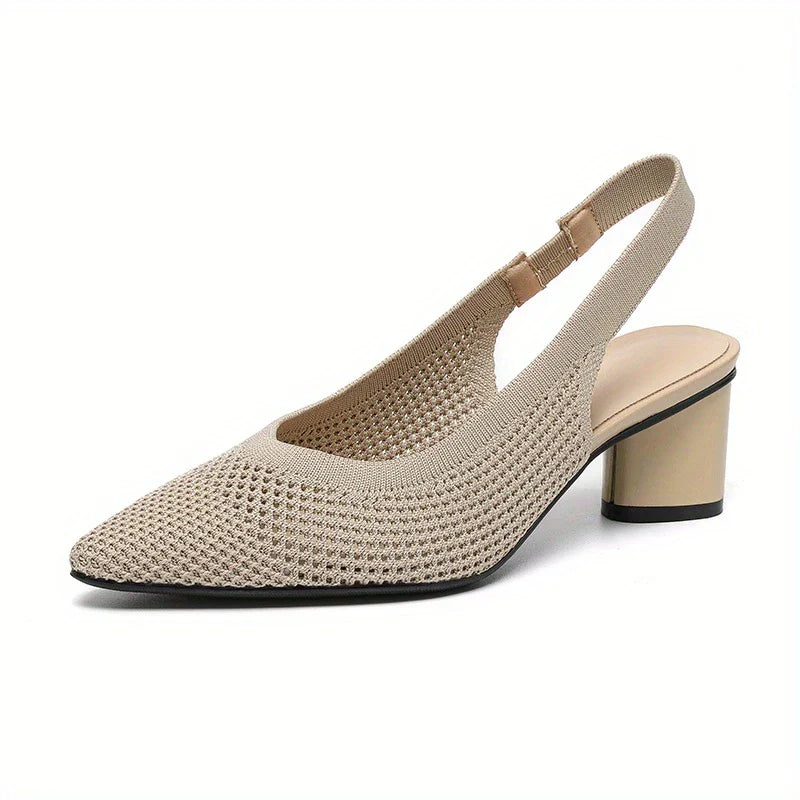Thalira – Lässige Strick-Slingback-Pumps mit spitzer Spitze