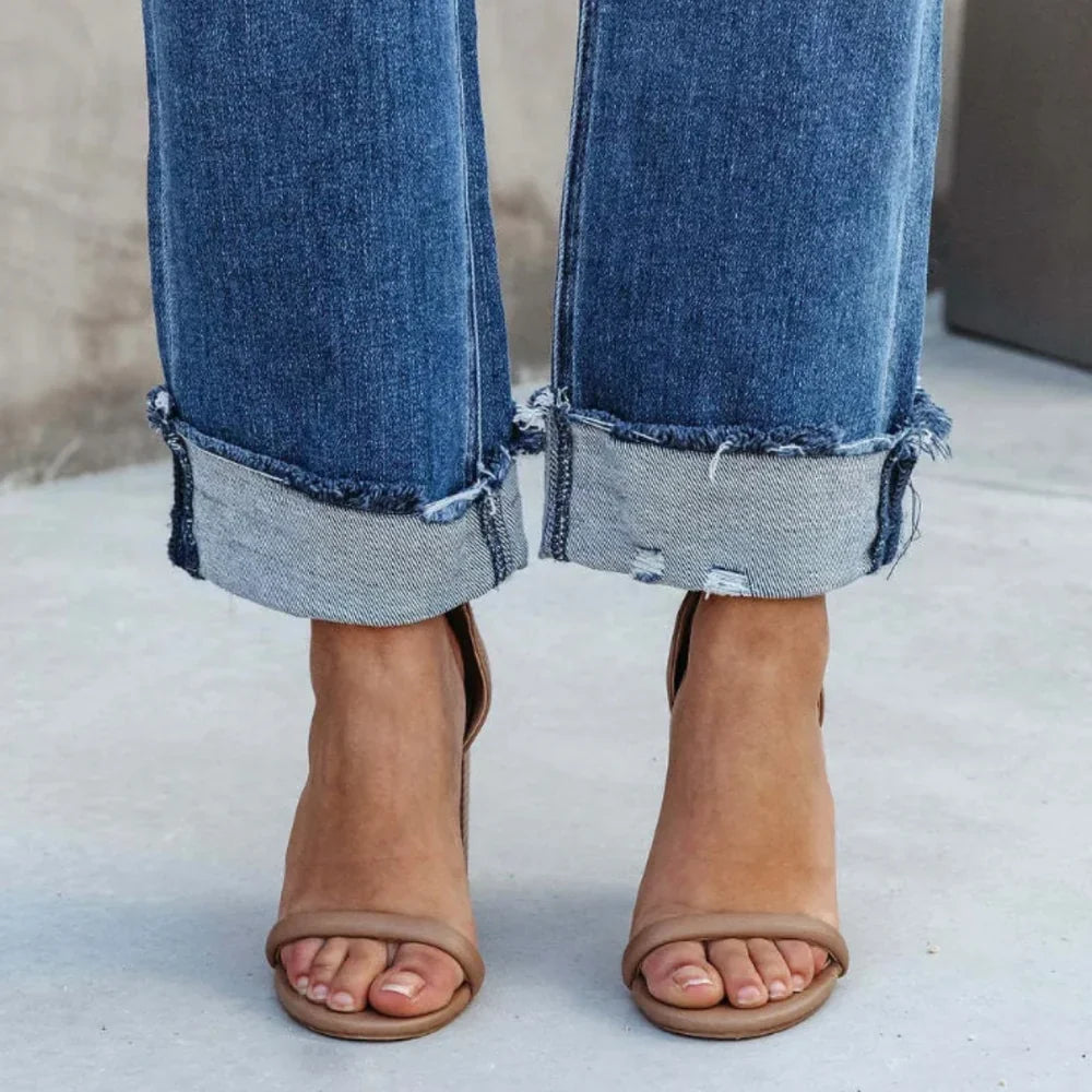 Ginny – High-Rise-Jeans mit Umschlag und geradem Bein