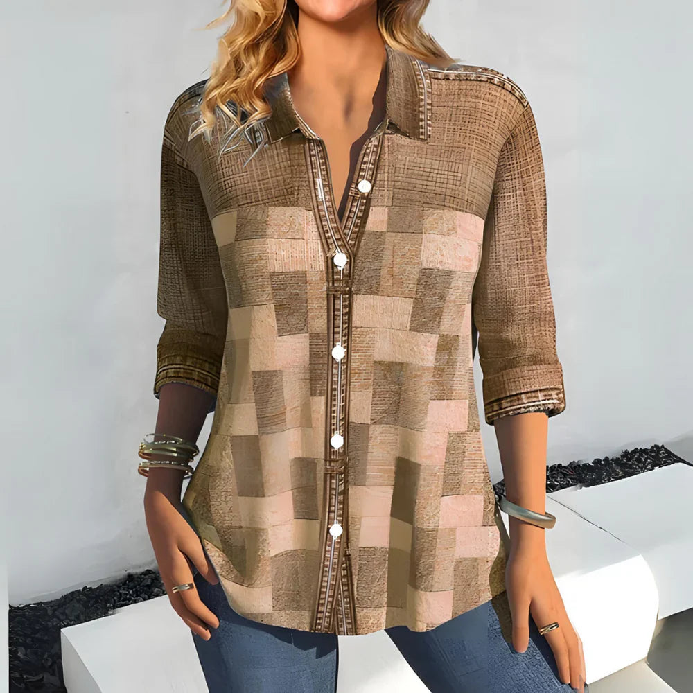 Lunathea – Stilvolles Patchwork-Hemd mit Struktur