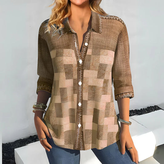 Lunathea – Stilvolles Patchwork-Hemd mit Struktur