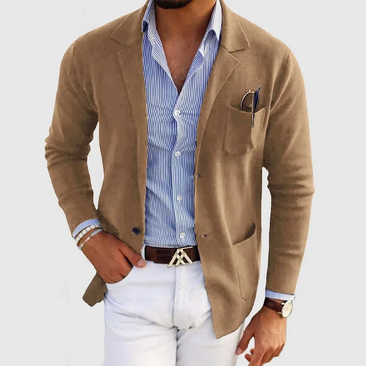 Eleganter Herrenblazer mit Taschen, lässigem Button-Down-Kragen und Revers  – Nico