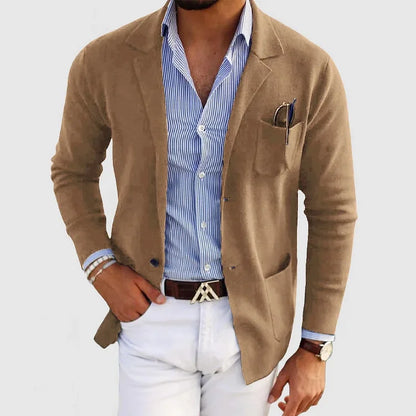 Eleganter Herrenblazer mit Taschen, lässigem Button-Down-Kragen und Revers  – Nico