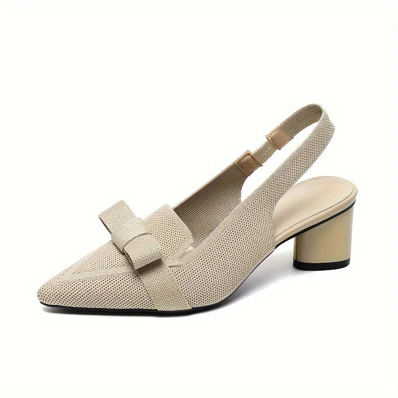 Caelina – Slingback-Blockabsätze mit spitzer Spitze und Schleife