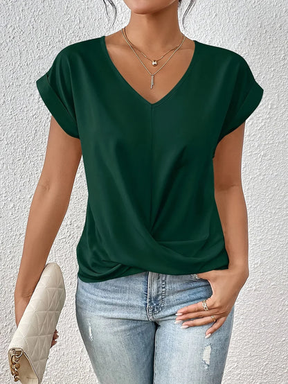 Junalei – Stilvolle, lässige Bluse mit V-Ausschnitt und Twist-Front
