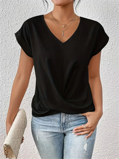 Junalei – Stilvolle, lässige Bluse mit V-Ausschnitt und Twist-Front
