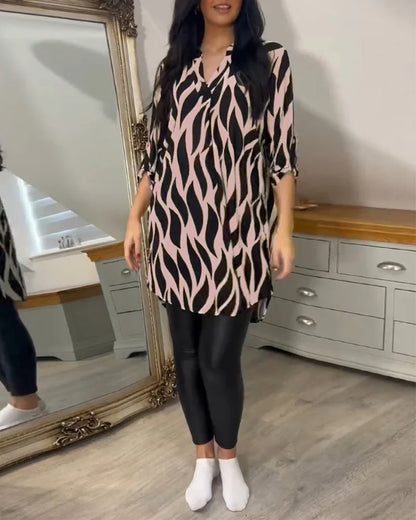Mykaelae – Stylische Bluse mit abstraktem Print für Damen