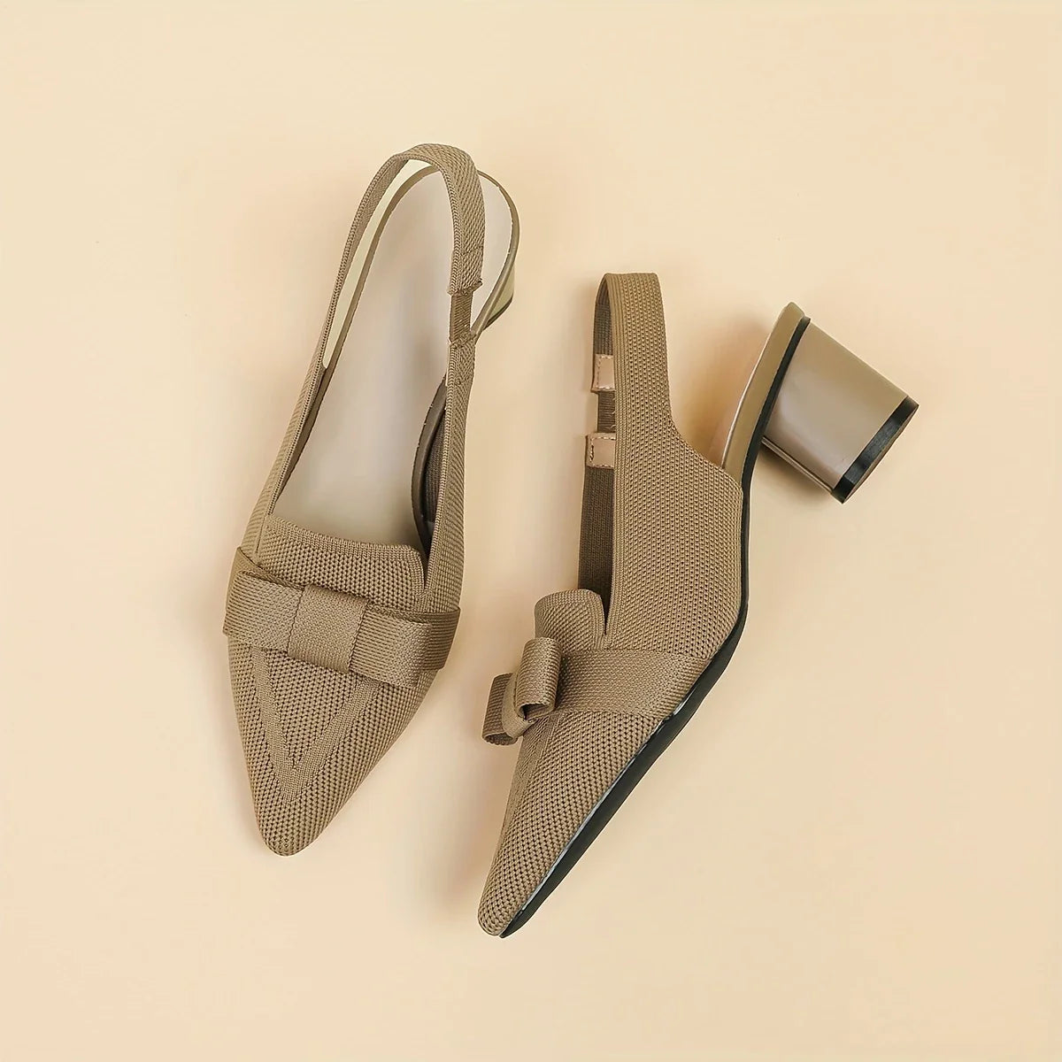 Caelina – Slingback-Blockabsätze mit spitzer Spitze und Schleife