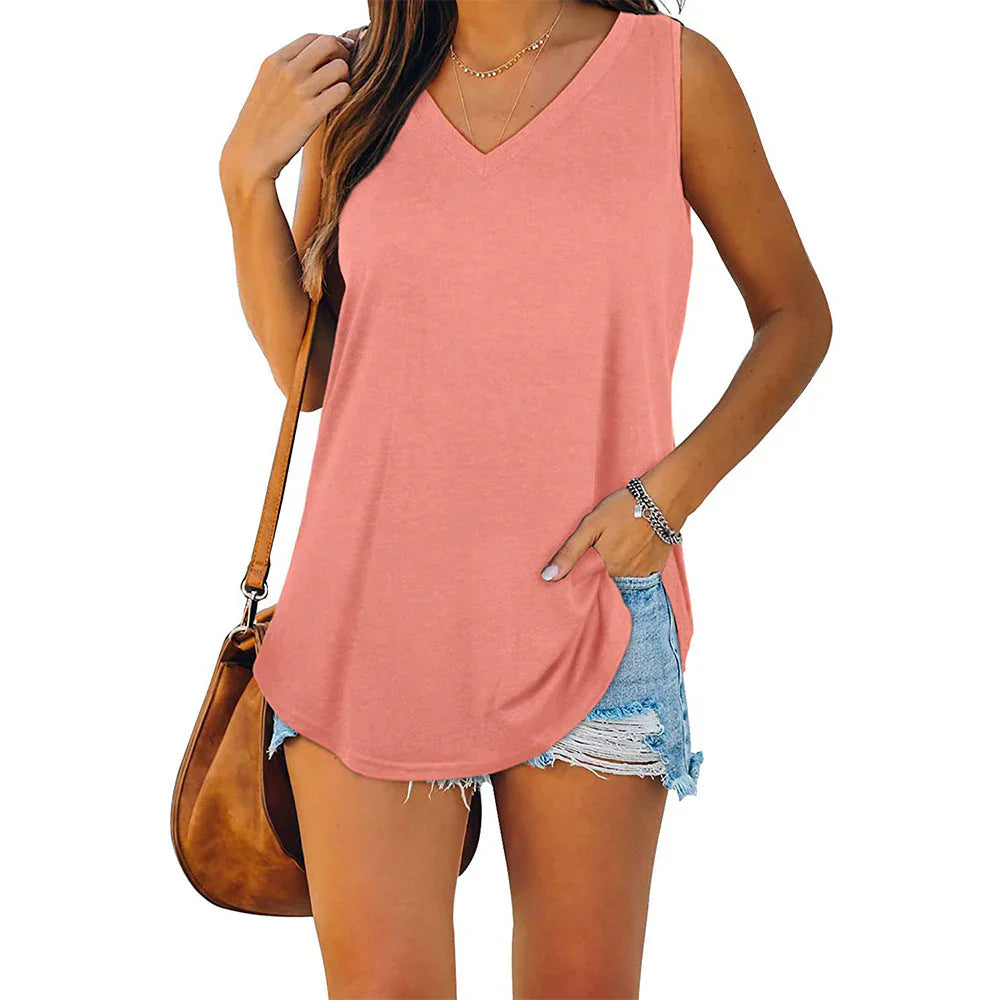 Fayelune – Schickes ärmelloses Tanktop mit V-Ausschnitt