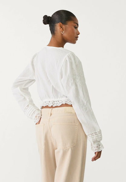 LOUISA - Embroidered Bluse - Weiß
