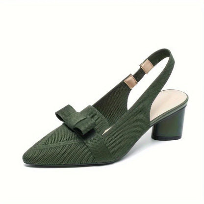 Caelina – Slingback-Blockabsätze mit spitzer Spitze und Schleife