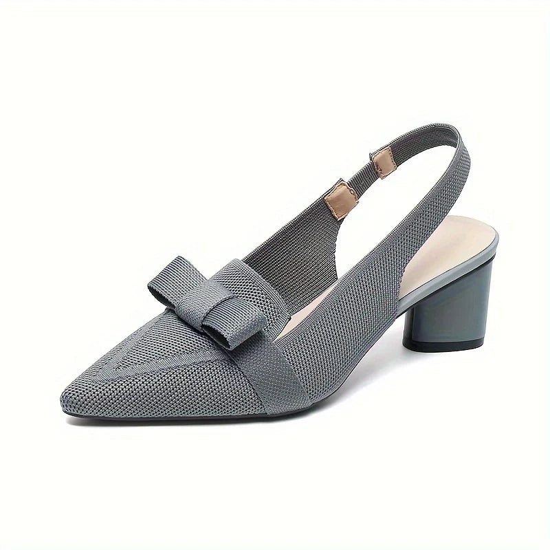 Caelina – Slingback-Blockabsätze mit spitzer Spitze und Schleife