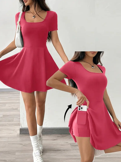 Gudrun – Schickes Skaterkleid mit integrierten Shorts und Tasche