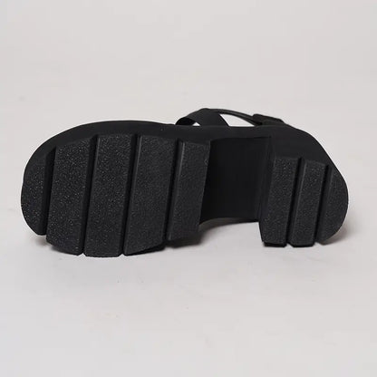 Zelmei – Schwarze Gladiator-Sandalen mit Plateausohle