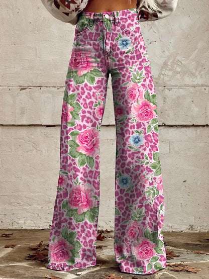 Mekhila – Weite Jeans mit Boho-Vintage-Print