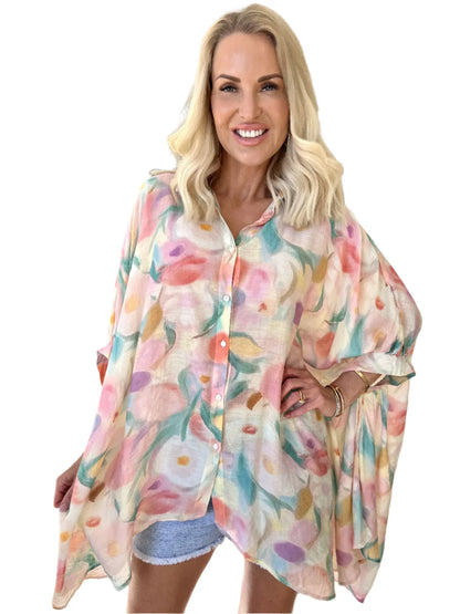 Lioraelle – Pastell-Aquarell-Oversize-Shirt