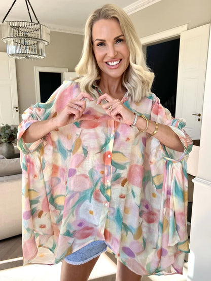Lioraelle – Pastell-Aquarell-Oversize-Shirt