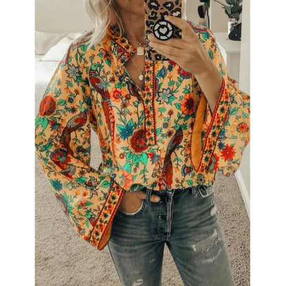 Nirelli – Boho-Bluse mit Blumenmuster und Glockenärmeln