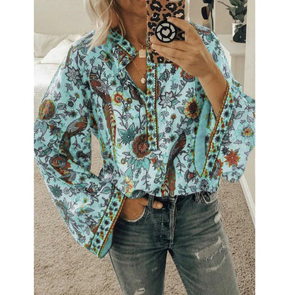 Nirelli – Boho-Bluse mit Blumenmuster und Glockenärmeln