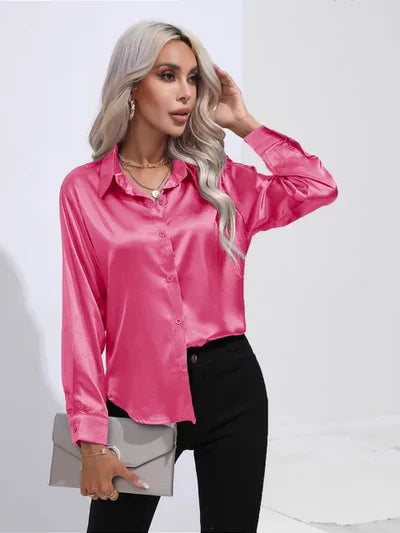 Tayindi – Elegante Satinbluse mit Bindeband