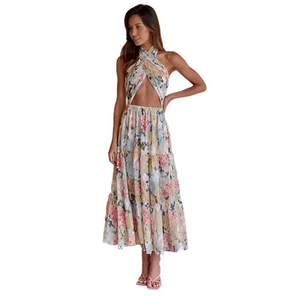 Romina – Neckholder-Maxikleid mit Blumen-Cutout
