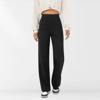 Iloura – Stilvolle Hose mit hohem Bund und weitem Bein und Knopfleiste