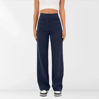 Iloura – Stilvolle Hose mit hohem Bund und weitem Bein und Knopfleiste