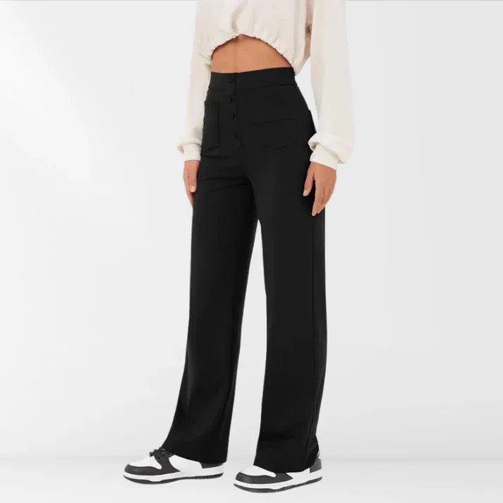 Iloura – Stilvolle Hose mit hohem Bund und weitem Bein und Knopfleiste