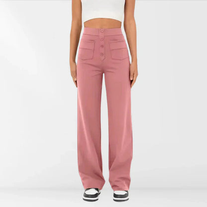 Iloura – Stilvolle Hose mit hohem Bund und weitem Bein und Knopfleiste