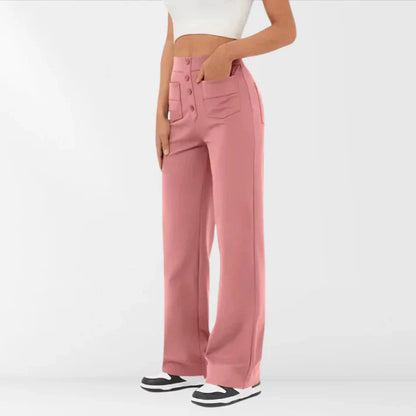Iloura – Stilvolle Hose mit hohem Bund und weitem Bein und Knopfleiste